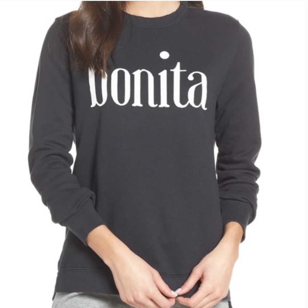 SOL ANGELES ANTHROPOLOGIEVintyge  Black Bonita Sweatshirt. Size L - Picture 2 of 11